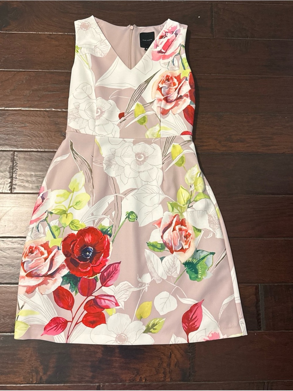 NWOT Floral V-Neck Pink Dress
